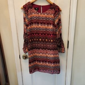 I.N. San Francisco Multicolor Zigzag Long Sleeve Dress